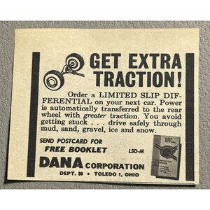 Dana Corp Slip Differential Vintage Mini Print Ad 1960s Auto Parts Toledo Ohio